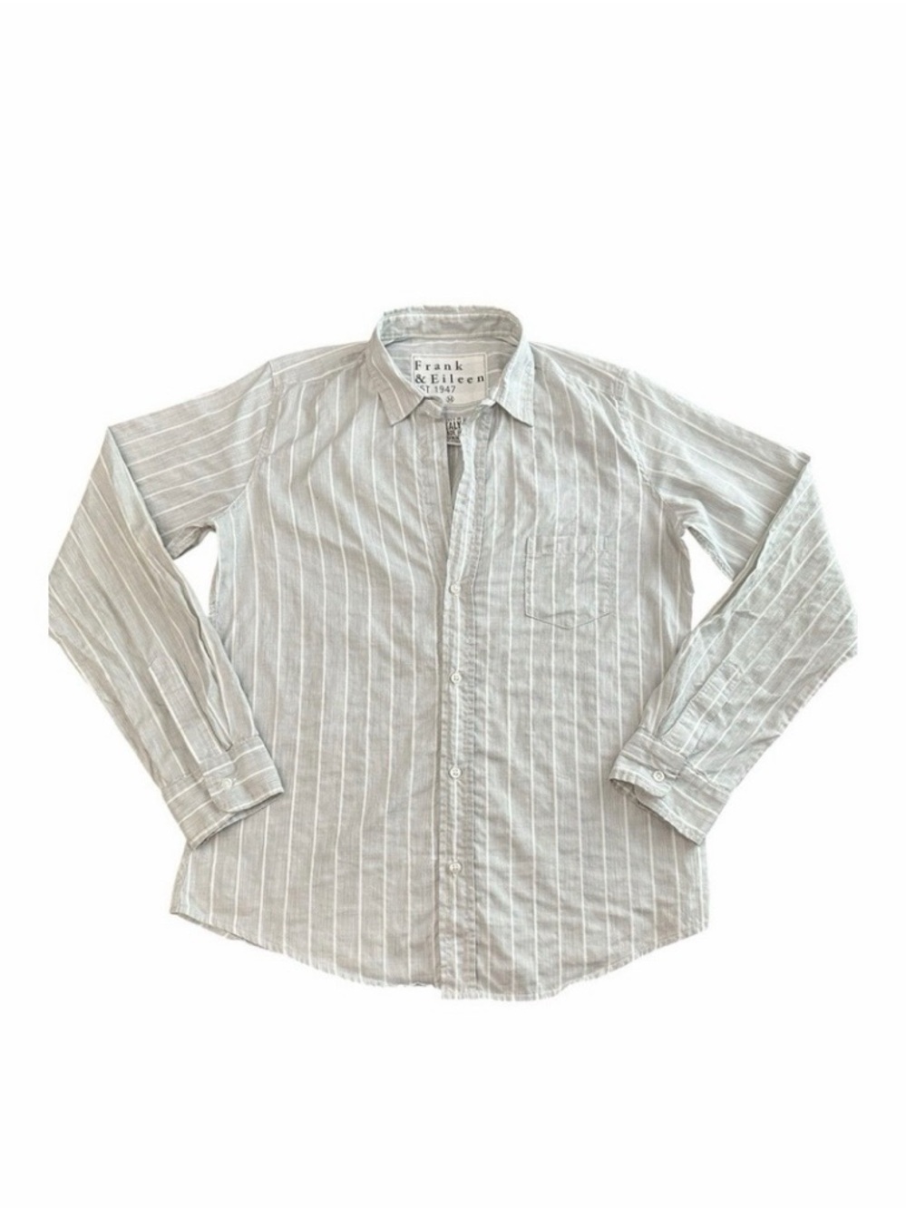 Frank & Eileen Women's Stripe Button-Down Shirt in Light Gray and White
